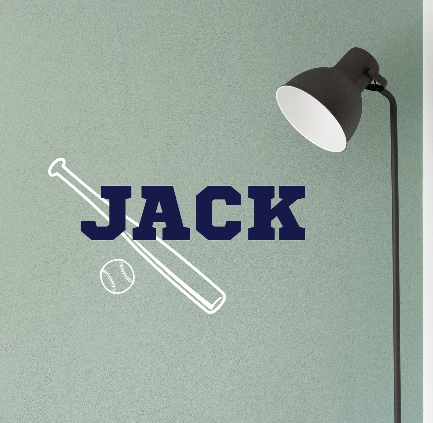 Baseball name wall decal