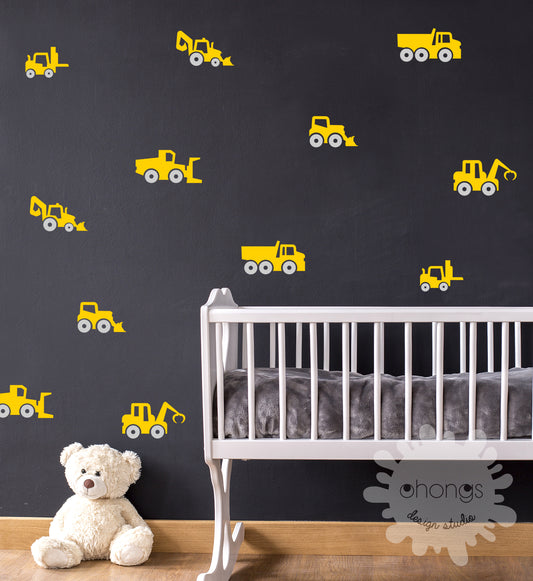 Construction Vehicles Wall Decals